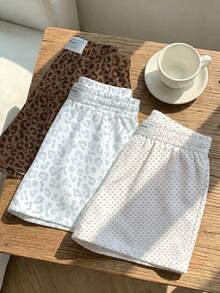 Comfortcana 3件組舒適女款休閒短褲，梭織面料，適合日常穿著，迷彩印花短褲套裝 - 彩色 - 查看 5