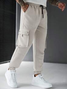 SLATEMANN Men's Multi-Pocket Cargo Pants, Fashionable And Versatile Casual Wear - Grey - View 1