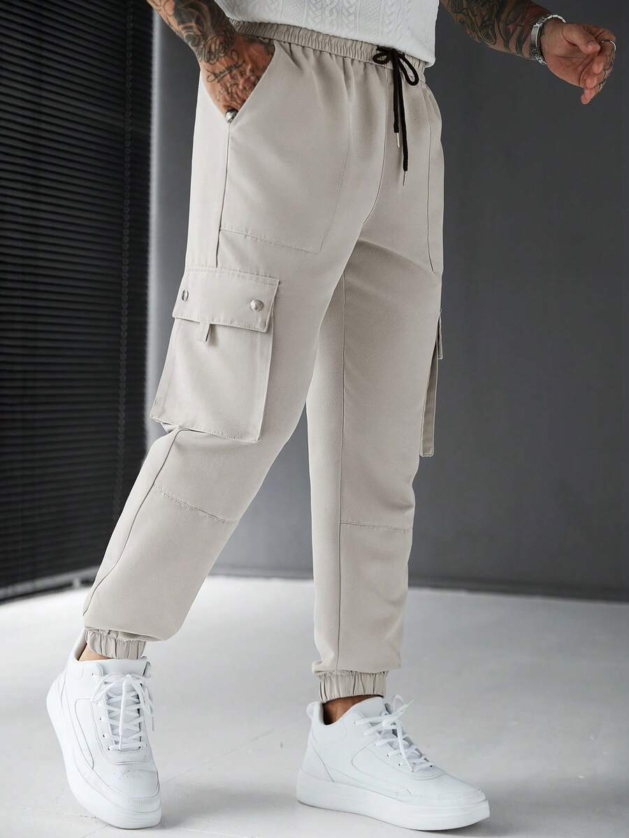 SLATEMANN Men's Multi-Pocket Cargo Pants, Fashionable And Versatile Casual Wear - Grey - View 1