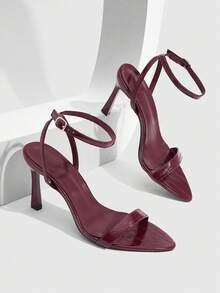 CUCCOO SZL Women's Shoes Spring And Summer New Fashionable And Sexy Versatile Burgundy High-Heeled Sandals - Bamboo leaf green burgundy - View 4