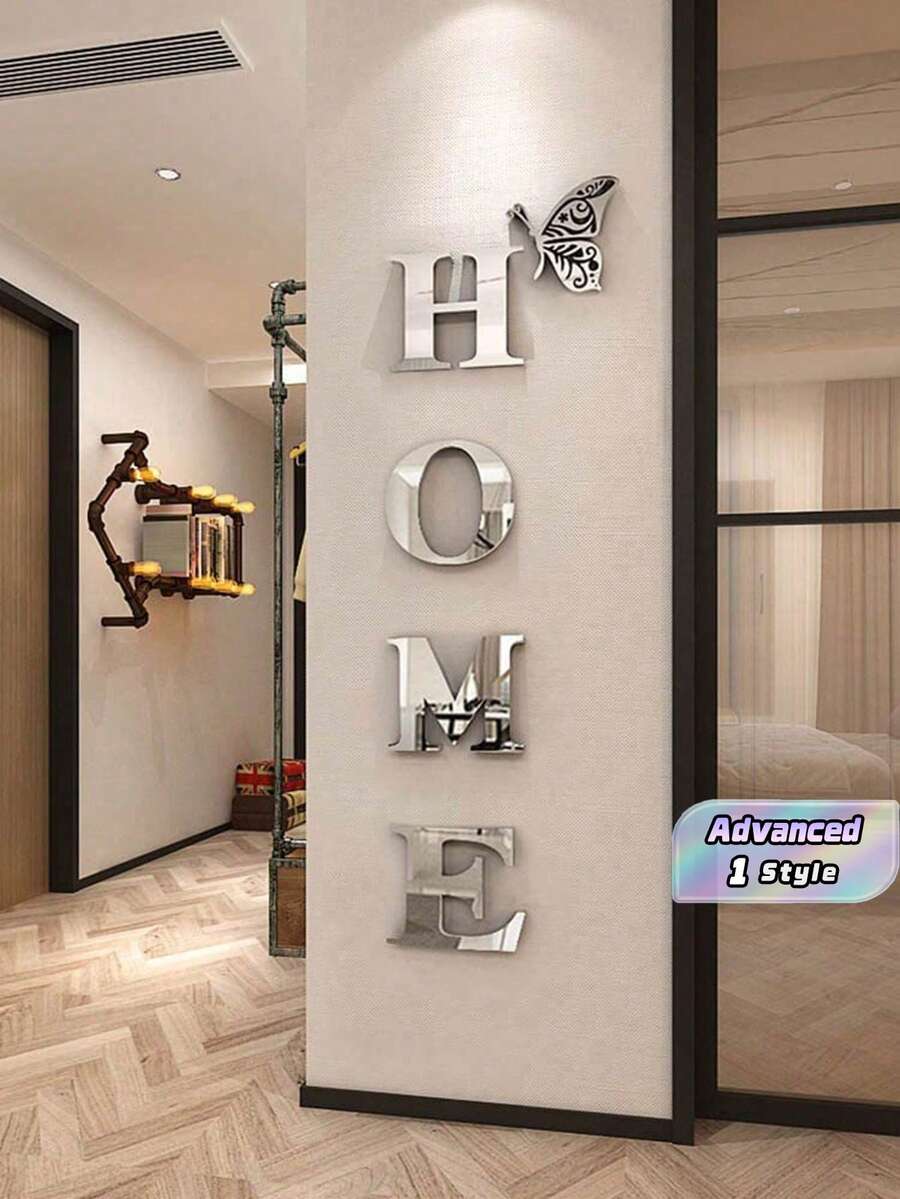 Home Acrylic 3d Mirror Wall Sticker With Slogan, Hallway And Entrance DecorBest For Wall Decor Valentine DAY, Valentines Wedding, Birthday - Silver - View 1