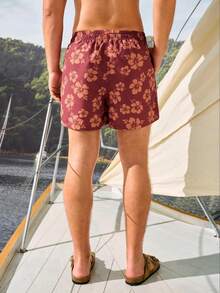 Manfinity VDAYZ Pantalones cortos de playa con estampado floral y cintura con cordón para hombre, vacaciones - Café integral - Ver 6