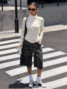 Muchica Chaqueta de manga larga de punto ajustada con protección solar para mujer en otoño/invierno en color albaricoque - Albaricoque - Ver 3