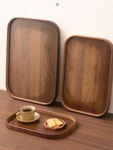 1 PC Walnut Wood Serving Tray With Handle Natural Color For Home Kitchen Restaurant Party Ramadan Celebration Buffet Catering Serving Platter Wooden Board - Maroon - View 9