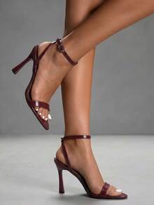CUCCOO SZL Women's Shoes Spring And Summer New Fashionable And Sexy Versatile Burgundy High-Heeled Sandals - Bamboo leaf green burgundy - View 5