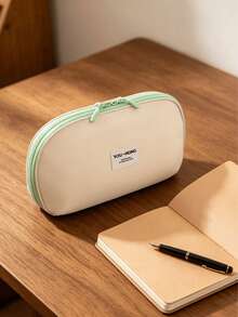 1pc Mousse Beige Travel Storage Bag, Portable Organizer Pouch, Underwear Cosmetic Toiletry Bag, Unisex - Mousse Beige - View 4
