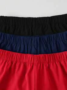 3 Pc Teenboy's Loose Casual Woven Net Color Casual Simple Basic Versatile Solid Color Sports Workwear Shorts Multi-Color Multi Piece Set, Buy One And Get Two Free, Get Three Suitable For Spring And Summer Seasons - Multicolor - View 3