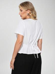 Maija Damen Große Größen einfaches Kurzarm T-Shirt - Weiss - Übersicht 3