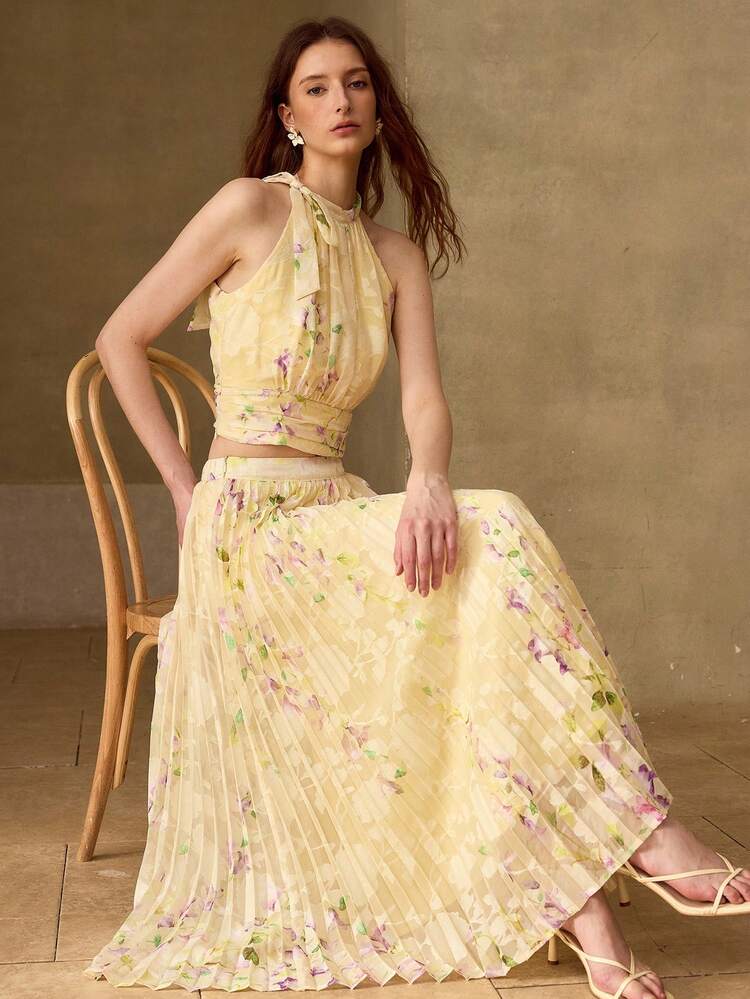 WOMEN'S ELEGANT FASHION JACQUARD PRINT PLEATED SKIRT