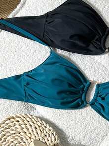 Swim Basics Women's Solid Color Swimsuit Set, 2 Pieces - Multicolor - View 3