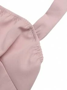 GlowEve Women's Sweet French Style Solid Color Square Neck Halter Dress - Pink - View 4