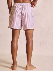 Musero Pantalón corto de natación a rayas con cintura elástica, esencial para primavera/verano - Rojo y blanco - Ver 6