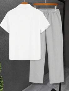 Manfinity Homme Men's Casual 2 Pieces Striped Shirt Set - Black and White - View 5