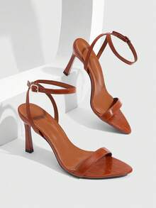 CUCCOO SZL Sandalias de tacón alto con estampado de cocodrilo de moda para mujer, zapatos de primavera y verano para vacaciones de primavera, Pascua y baile de graduación - Hoja de bambú verde amarillo marrón - Ver 4