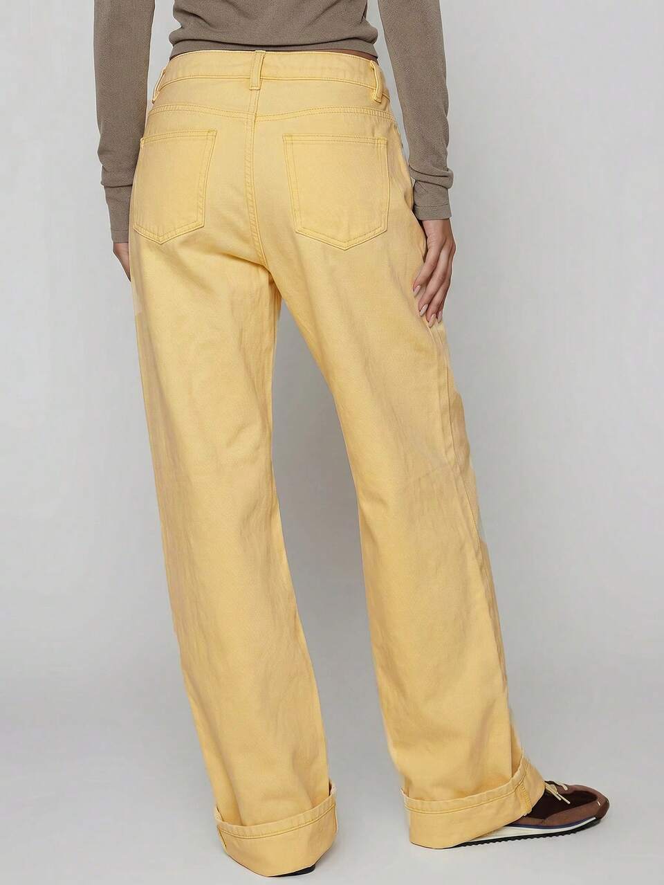 Mid Rise Casual Fit Straight Leg Belt Loop Denim Jeans Spring Summer Cute Capsule Concert Daytime School Winter Everyday Chic Light Yellow