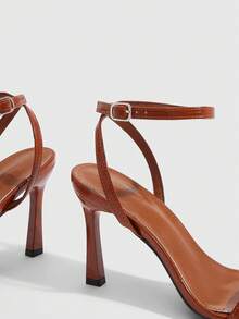 CUCCOO SZL Sandalias de tacón alto con estampado de cocodrilo de moda para mujer, zapatos de primavera y verano para vacaciones de primavera, Pascua y baile de graduación - Hoja de bambú verde amarillo marrón - Ver 3