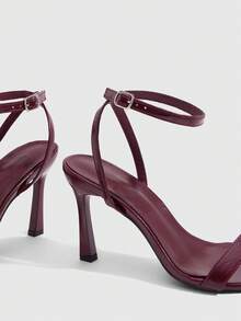 CUCCOO SZL Women's Shoes Spring And Summer New Fashionable And Sexy Versatile Burgundy High-Heeled Sandals - Bamboo leaf green burgundy - View 3