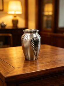2.75 Inch Angel Wing Memorial Urn Pendant, Small Aluminum Keepsake Urn For Human & Pet Ashes, Cremation Jewelry Necklace For Loss Of Loved One - Silver - View 2