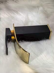 This 1 Piece Sink Faucet Features A Matte Black Waterfall Spout, High-Arc Alloy Material, Streamlined Design, Dual Hot And Cold Water Control, And Leak-Proof Details. It Is Suitable For Modern Bathroom Renovations, Rental Property Renovations, And Spring/Autumn Decorating Scenarios, Embodying A Modern Minimalist Style. - Multicolor - View 2