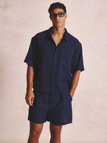 Musero Buttoned Front Angled Pocket Front Shorts Belt Loops Spring Summer Essentials Co-Ord Shorts Only - Blue - View 6