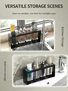 1pc Modern Plastic Kitchen Utensil Holder With Drainboard And Storage Box, Multifunctional Cutlery Caddy For Knives, Forks, Spoons, And Chopstick Stand For Dining Room And Kitchen Use - Multicolor - View 6