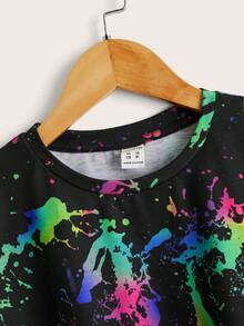 SHEIN ICON Women Reflective Ink Print Crop Graphic Tee - Multicolor - View 3