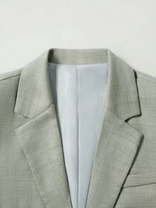 Manfinity Mode Men's Solid Color Lapel Neck Long Sleeve Blazer And Pants Casual Suit Set, Formal, Ceremony - Green - View 4