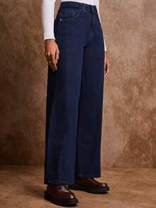 Daynim Casual Commute Loose Straight Leg Jeans - Dark Wash - View 7