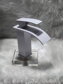 This 1 Piece Sink Faucet Features A Matte Black Waterfall Spout, High-Arc Alloy Material, Streamlined Design, Dual Hot And Cold Water Control, And Leak-Proof Details. It Is Suitable For Modern Bathroom Renovations, Rental Property Renovations, And Spring/Autumn Decorating Scenarios, Embodying A Modern Minimalist Style. - Multicolor - View 17