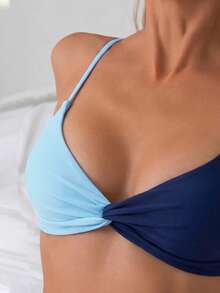 Swim Vcay 女款細肩帶扭結設計夏季海灘比基尼泳衣上衣 - 彩色 - 查看 4
