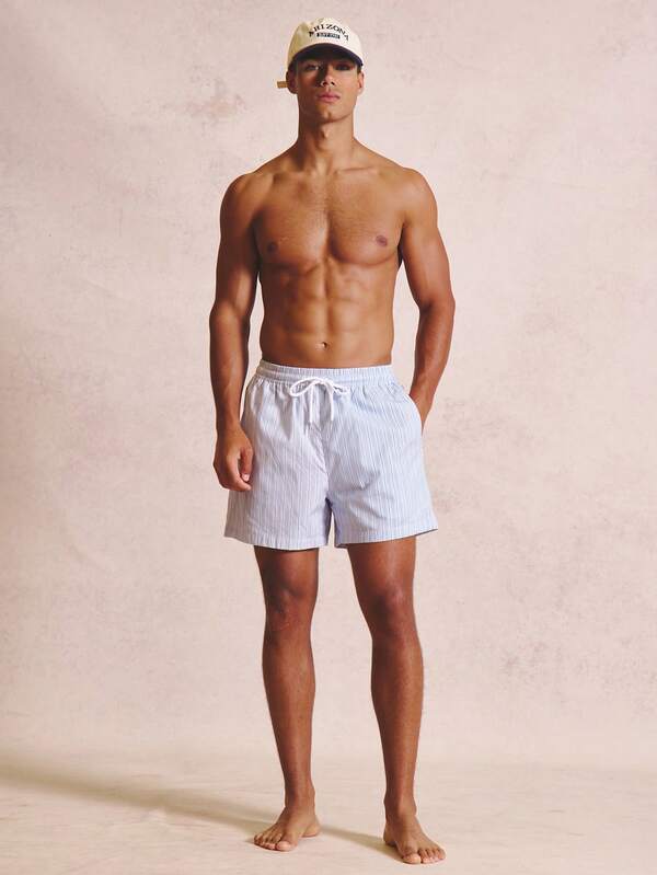 Musero Multistripe Swimshorts External Drawcord Elasticated Waistband Back Patch Poccket Spring Summer
