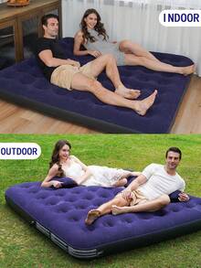 1 Piece Of Inflatable Blue Air Cushion, Random Color PVC Inflatable Single Mattress, Outdoor Lawn Mat, Blue - Blue - View 6