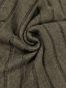 SHEIN LUNE Women's Olive Green Casual Autumn Commuting And Travel Outfits Plus Size Knit Top, Round Neck Side Button Irregular Hem Ribbed Long Sleeve Tee, - Army Green - View 3
