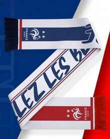 juxingdongli Khăn quàng cổ cổ động viên bóng đá Pháp, khăn len in chữ "Allez Les Bleus" có tua rua, khăn quàng cổ màu xanh trắng đỏ thể hiện tinh thần cổ vũ đội tuyển quốc gia, phụ kiện cổ vũ ngày thi đấu, quà tặng. - Nhiều màu - Xem 6