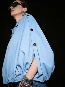 Lumivelle Chaqueta de diseño de unicolor para ir al trabajo en primavera/otoño - Neblina azul - Ver 1