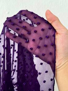 Viva Relle Plus Size French Sheer Lace Ruffle Sexy Cold Shoulder Blouse Fall - Purple - View 7