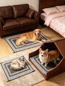Reversible Outdoor Rug, Portable Plastic Woven Camping Mat, Suitable For RVs, Waterproof Outdoor Area Rug For Yard, Patio, Porch, Balcony (White Gray) - Aircraft Frame - View 3