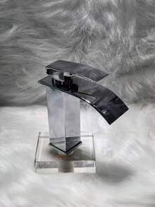This 1 Piece Sink Faucet Features A Matte Black Waterfall Spout, High-Arc Alloy Material, Streamlined Design, Dual Hot And Cold Water Control, And Leak-Proof Details. It Is Suitable For Modern Bathroom Renovations, Rental Property Renovations, And Spring/Autumn Decorating Scenarios, Embodying A Modern Minimalist Style. - Multicolor - View 20