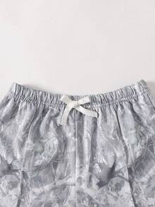SHEIN 2piezas/Set Camiseta Corta Holgada para Niñas Preadolescentes + Pantalones Cortos Casuales con Cordón en la Cintura y Estampado de Camuflaje, Pantalones Cortos para Niños, Conjunto de Ropa Casual Diaria - Gris - Ver 9