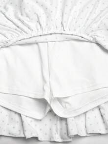 SHEIN Girlism 福袋：5件隨機發送1件 青少年女孩童裝 春/夏新款 白色針織休閒簡約波點印花修身百褶A字低腰迷你短裙，波點圖案短裙休閒時尚日常百搭 - 黑與白 - 查看 4