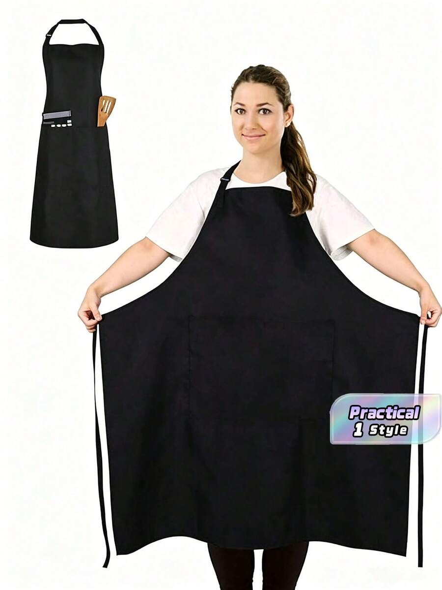 1pc Plus Size Chef Apron, Unisex Professional Apron For Cooking, Work, Baking