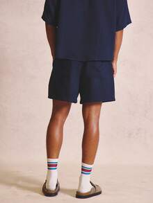 Musero Buttoned Front Angled Pocket Front Shorts Belt Loops Spring Summer Essentials Co-Ord Shorts Only - Blue - View 5