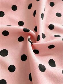 Viva Relle Plus Size Women's Polka Dot Print Deep V-Neck Long Sleeve Ruffle Dress - Pink - View 7