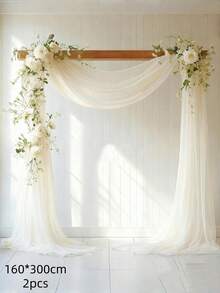 1PC 118 Inch 9.83Ft Elastic Satin Backdrop Curtain Opaque Wrinkle Free Solid Color Wedding Party Engagement Ceremony Stage Photography Background Anniversary Birthday Valentines Halloween Room Decor Champagne Seasonal Decorations Must Haves - milky white - View 14