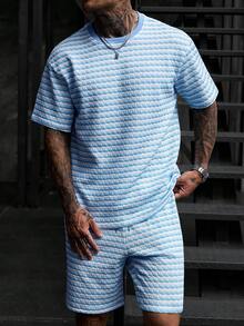 Manfinity CasualCool Men's Simple Crew Neck Short Sleeve T-Shirt And Shorts Set - Multicolor - View 6