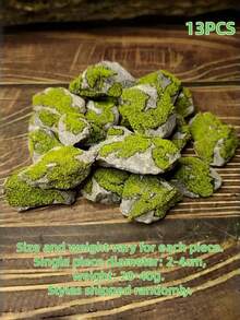 1/3/5/9/13件組天然石水族裝飾 水生苔蘚植物迷你雕塑，適用於水景造景、生態缸、森林岩石景觀、DIY盆景與禪意花園裝飾 - 默認 - 查看 16