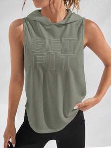 SHEIN Sports 女款無袖連帽運動休閒上衣 - 灰色 - 查看 4