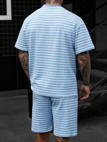 Manfinity CasualCool Men's Simple Crew Neck Short Sleeve T-Shirt And Shorts Set - Multicolor - View 2