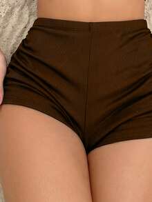 Swim Basics Women's Solid Color Minimalist Daily Swimwear Set - Brown - View 5