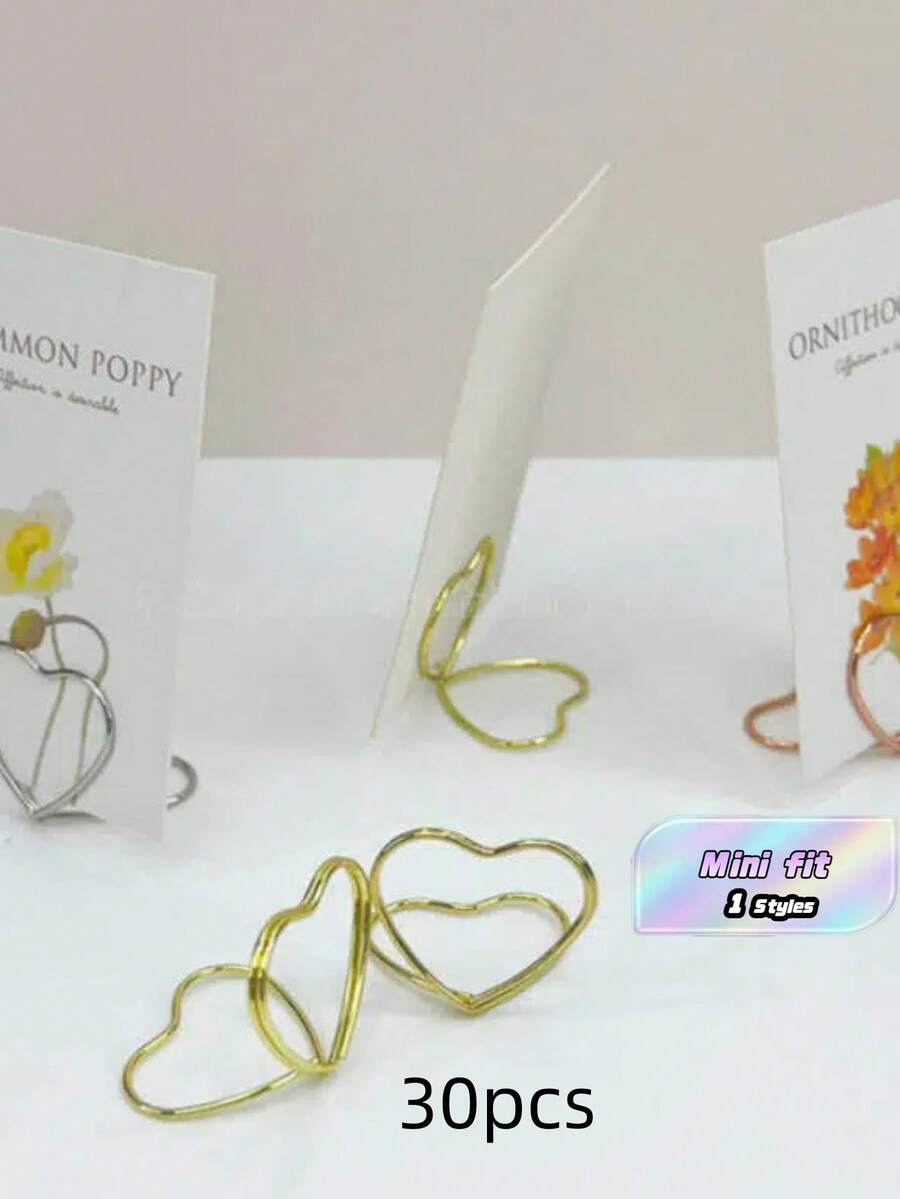 30个金色桌号卡座 - 心形照片卡架,适用于婚礼、派对和商务活动 - Gold - 查看 1